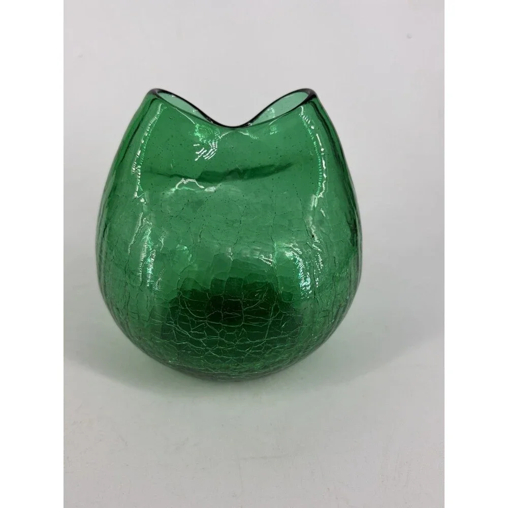BLENK0 #39 Sm Pinched Crackle Ivy Vase - Green MCM